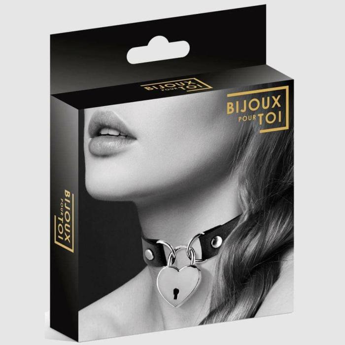 Heart Padlock Choker Black Lingerie